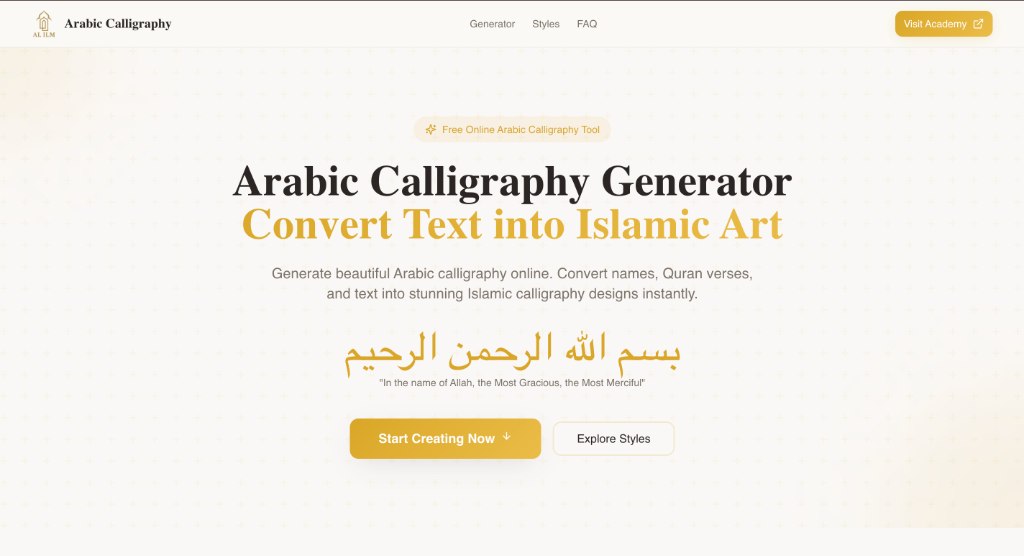 Arabic Calligraphy Generator Screenshot