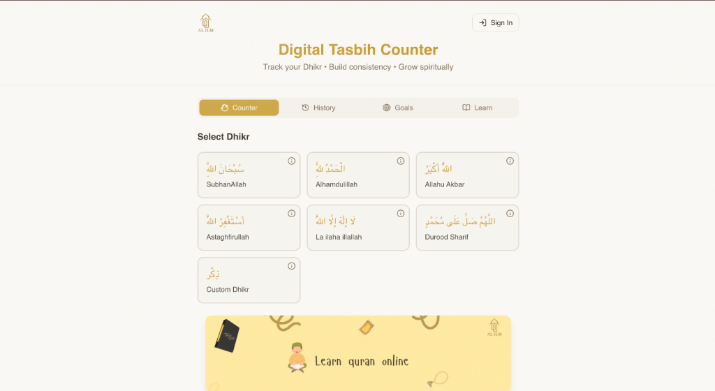 Digital Tasbih Counter Screenshot