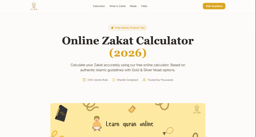 Online Zakat Calculator Screenshot